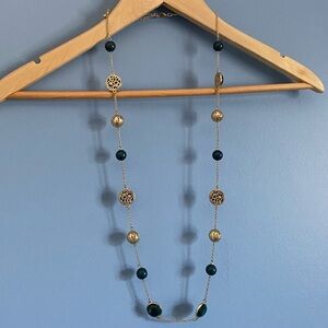 Elegant Gold and Green Beaded Necklace